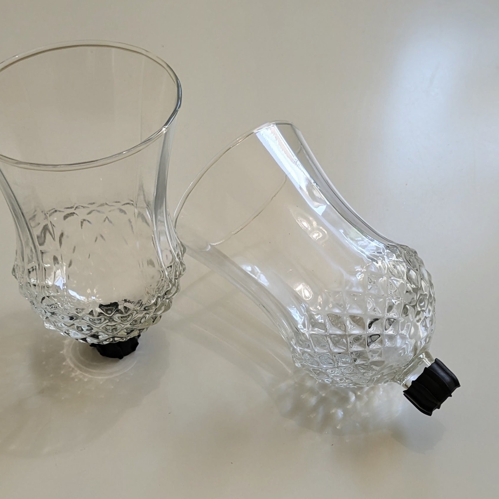 Elegant Glass Candle Holders with Diamond Pattern